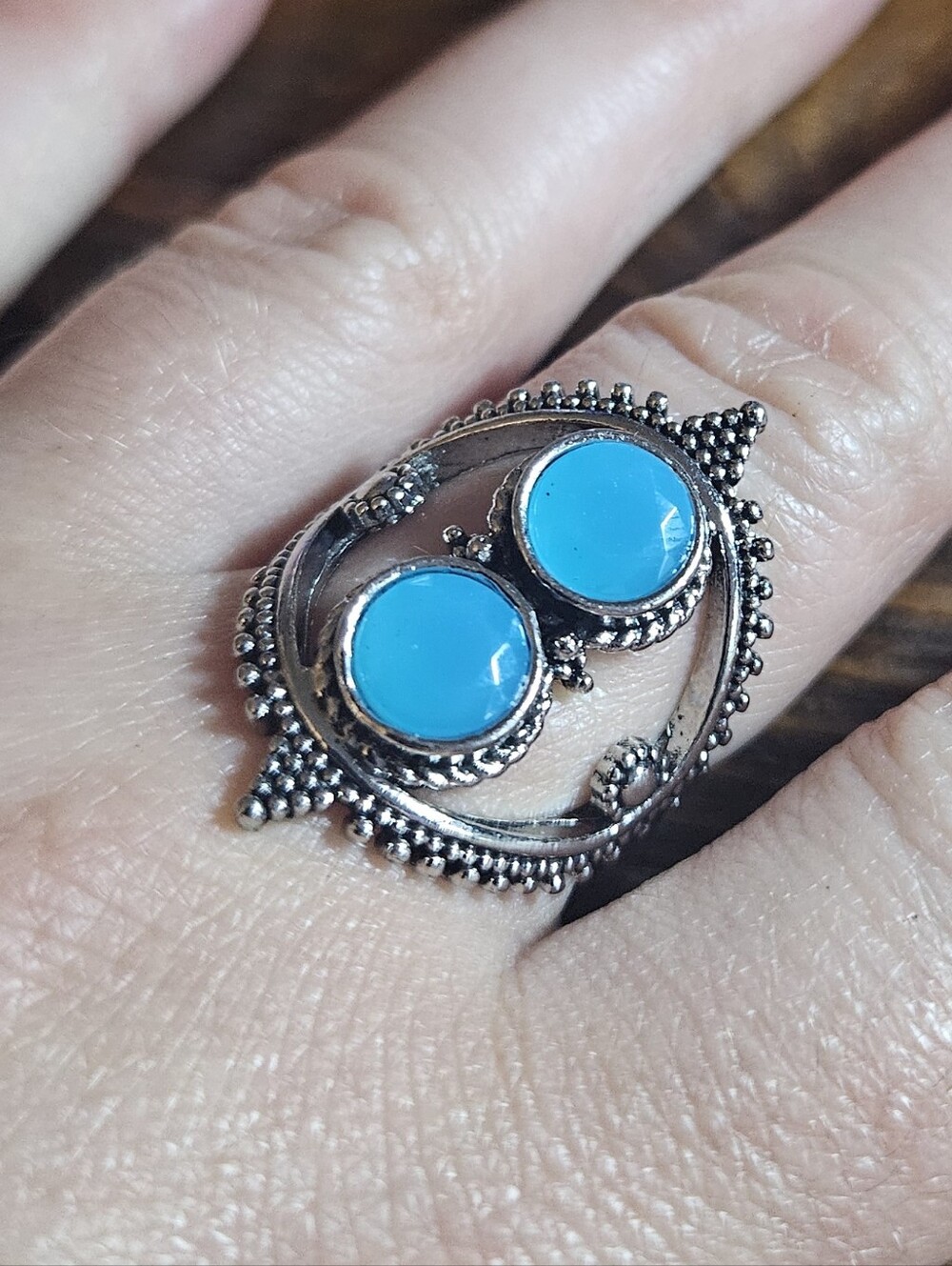 Silver Ring with Blue Gemstone Accent